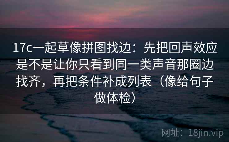 17c一起草像拼图找边:先把回声效应是不是让你只看到同一类声音那圈边找齐,再把条件补成列表(像给句子做体检)